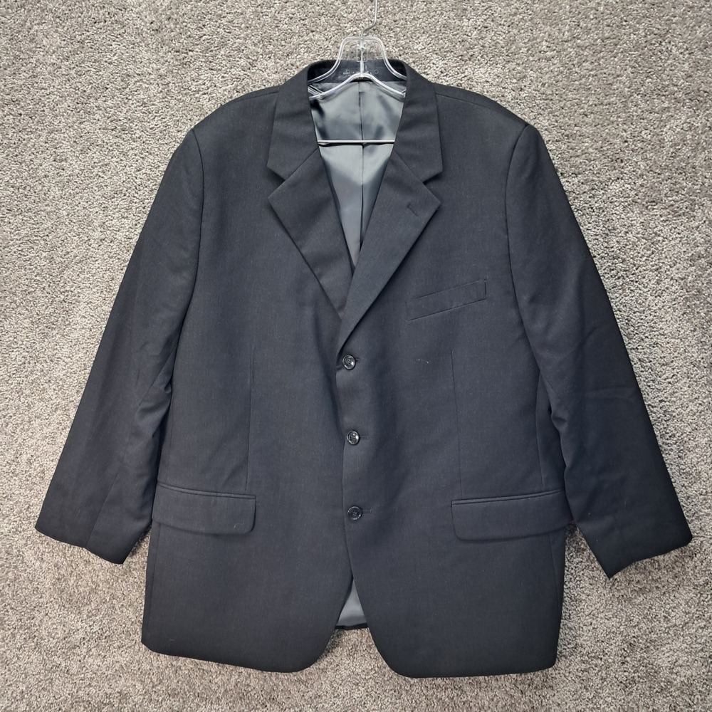 Jones New York JNY Mens Black 100% Wool 3-Button Blazer Sport Coat Size 46 Short